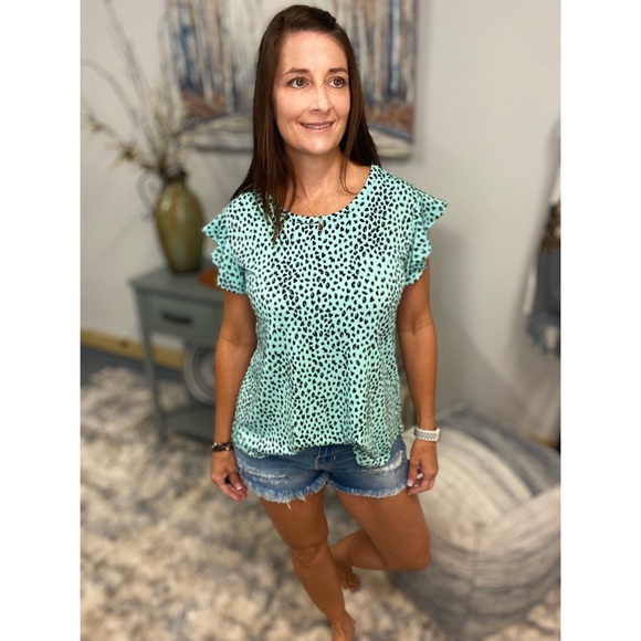 ❤️‍🔥Flutter Sleeve Small Leopard Print Mint Green 5020 - Picture 5 of 16